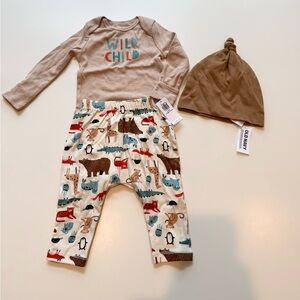 Old Navy Wild Child 6-9 months set with hat. NWT